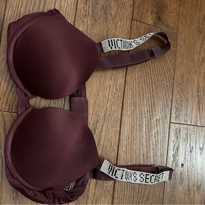 Victoria's Secret Burgundy Bra with Rhinestone Straps